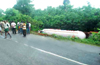 Tanker overturns at Nelyady  resulting in gas leakage